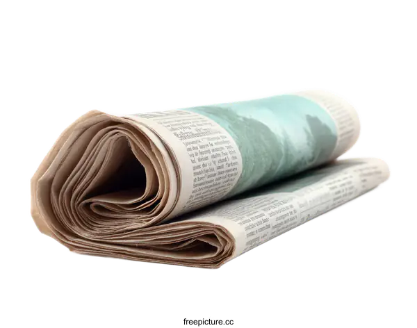 [Transparent Background PNG]Rolled Up Newspaper on White Background