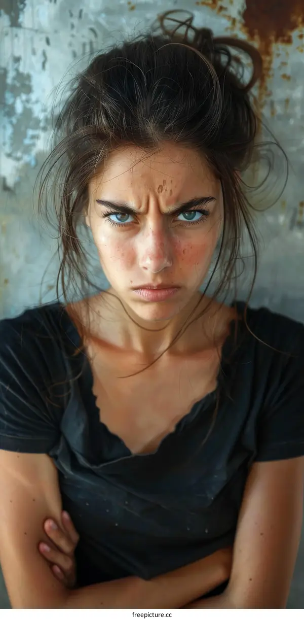 Woman Portrait with a Strong Facial Expression