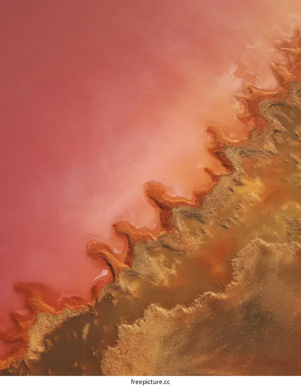 Aerial View of a Pink Salt Lake