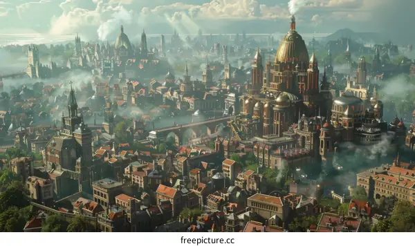 A Fantasy Cityscape Illustration