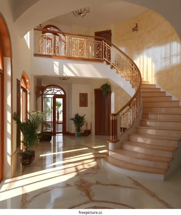 Modern Interior Design with Curved Staircase