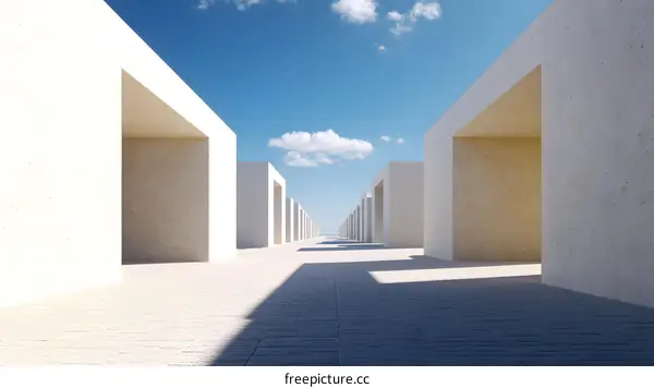 Minimalist Architecture with White Walls and Open Doorways