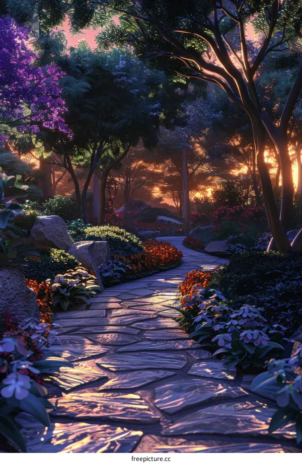A Stone Path Leading Through an Enchanting Forest