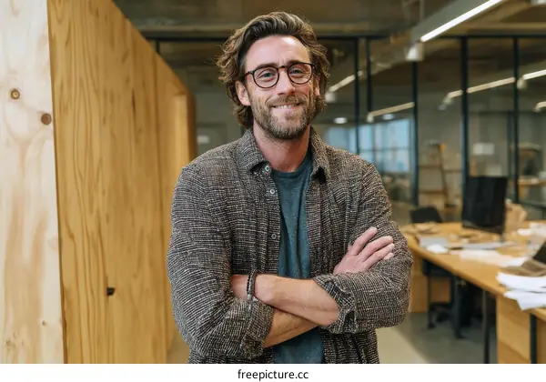 Confident Caucasian Male Professional in Modern Office