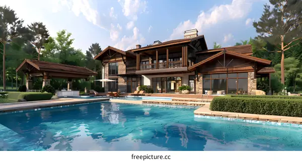 Modern Luxury House with Swimming Pool and Patio