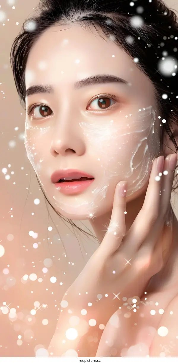 Close Up Portrait of a Woman With Facial Cleanser on Her Face