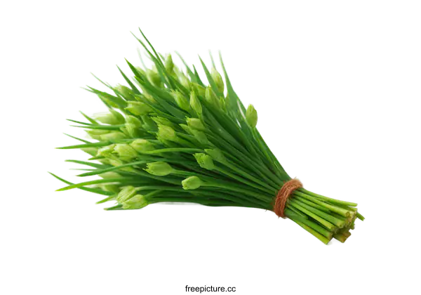 [Transparent Background PNG]Fresh Bunch of Chives on White Background