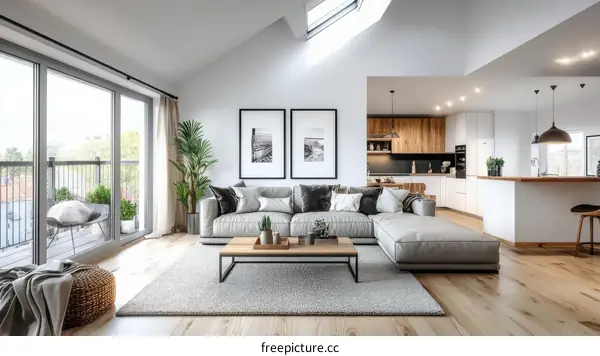 Modern Open-Concept Living Area Illustration