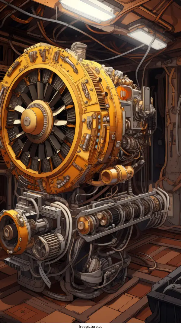 Retro Futurism Steampunk Machinery Illustration