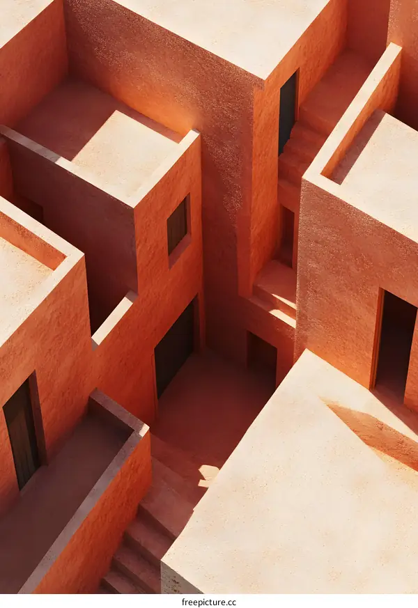 Minimalist 3D Render of  Geometric Building Design