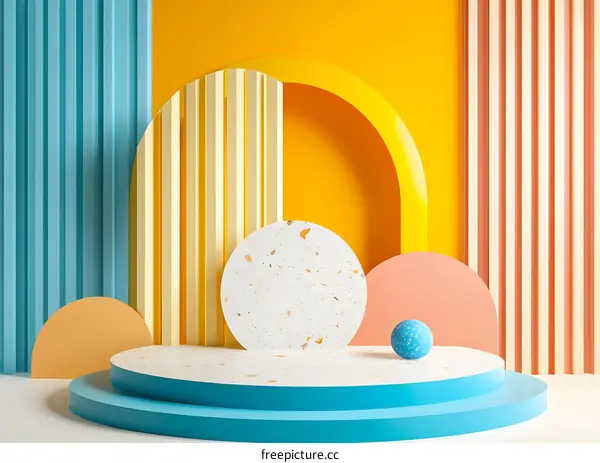 Abstract Geometric Shapes Background with Colorful Stripes and Circles