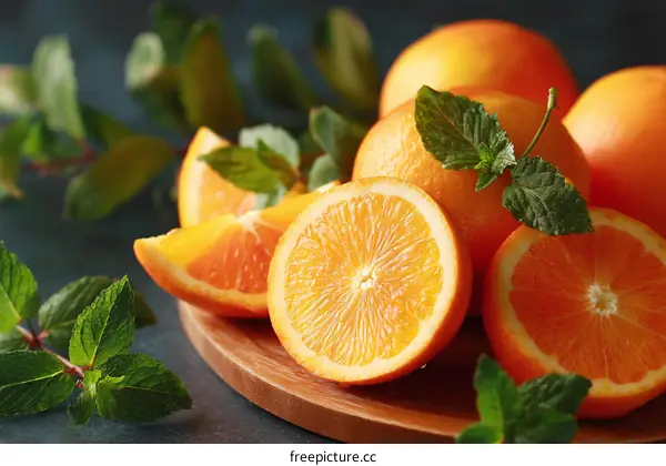 Freshly Sliced Oranges and Mint