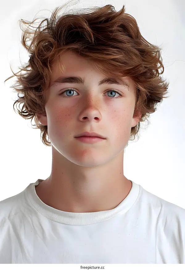 Portrait of a Teenager with Curly Hair