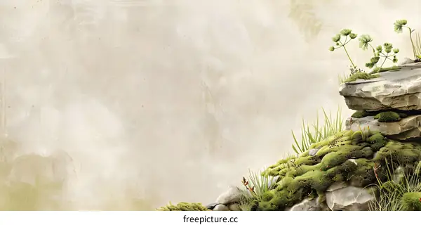 Abstract Green Moss Background With Stone Texture