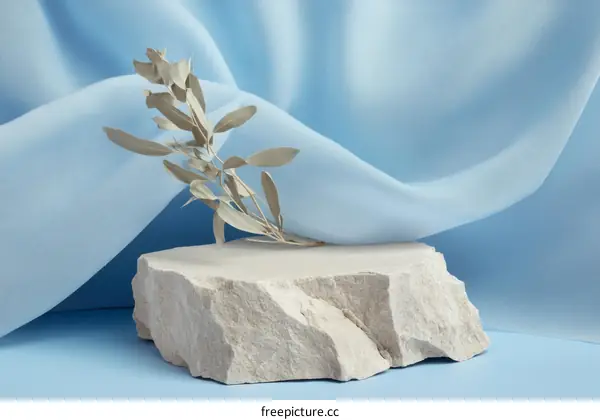 Elegant Light Blue Fabric Display with Stone