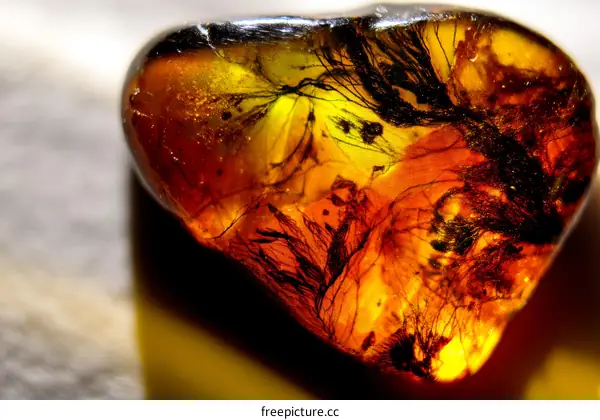 Close-up of a Piece of Amber with Inclusions