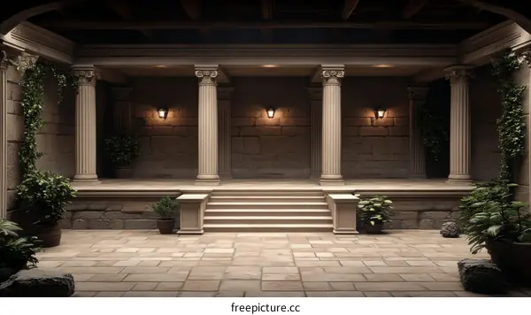 Ancient Roman Courtyard Illustration