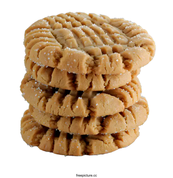 [Transparent Background PNG]A stack of four peanut butter cookies