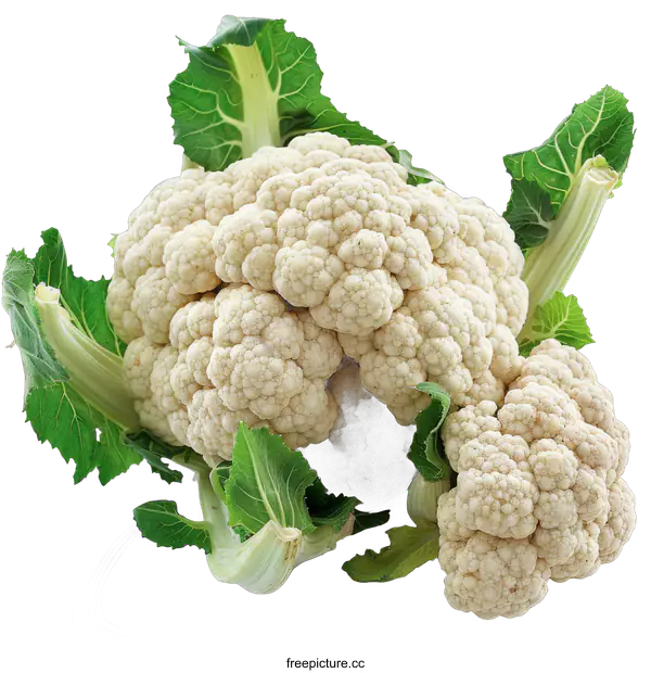 [Transparent Background PNG]Fresh cauliflower isolated on black background