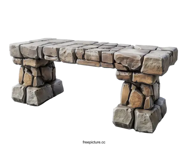 [Transparent Background PNG]Stone bench isolated on transparent background
