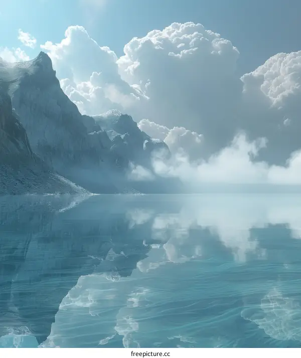 Swiss Alps Glacier Lake with Mountain Reflection