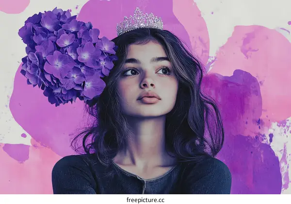 Elegant Young Woman with a Crown of Flowers