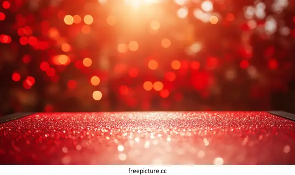 Red Glitter Background with Bokeh Lights