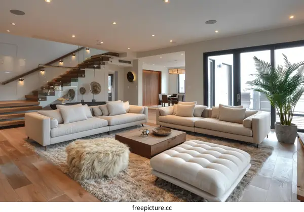 Airy Minimalist Living Room With Natural Colors and Materials