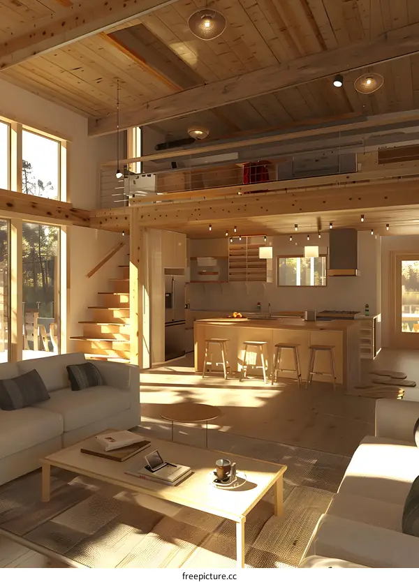 An illustration of a modern house interior