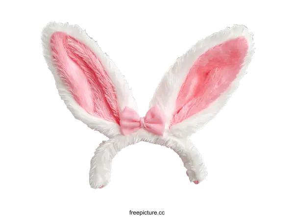 [Transparent Background PNG]Pink and White Faux Fur Rabbit Ears Headband