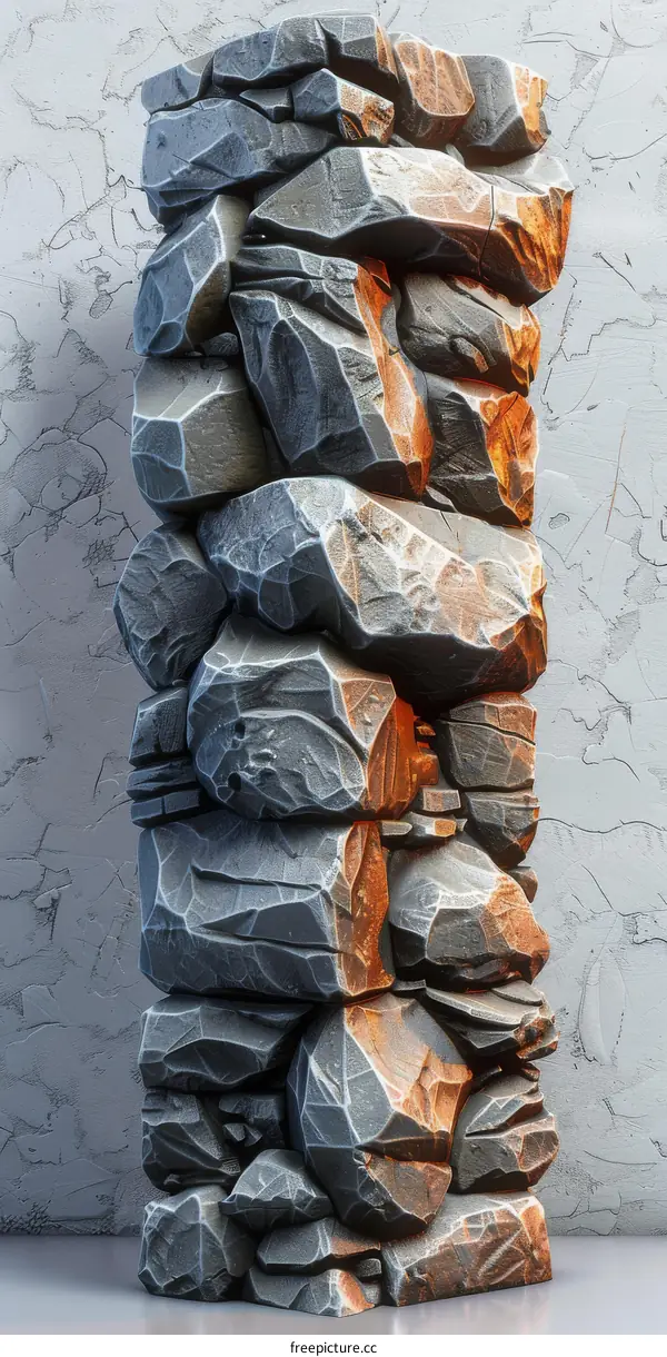 Stone Pillar with Eerie Glowing Cracks