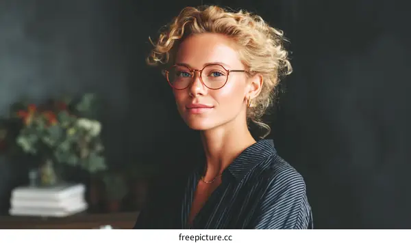 Confident Woman in Stylish Glasses Portrait