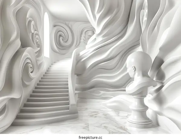 Abstract White Architectural Staircase Design