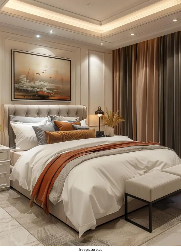 Elegant Bedroom Interior Design Illustration