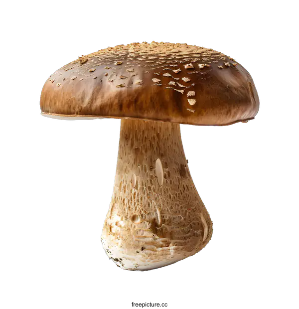 [Transparent Background PNG]Single Brown Mushroom On White Background