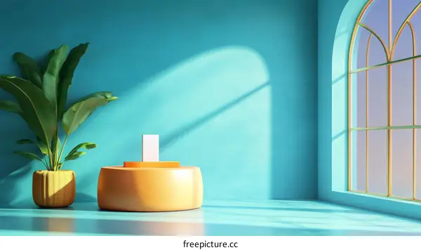 Stylish Empty Room with Sunlight and Plants