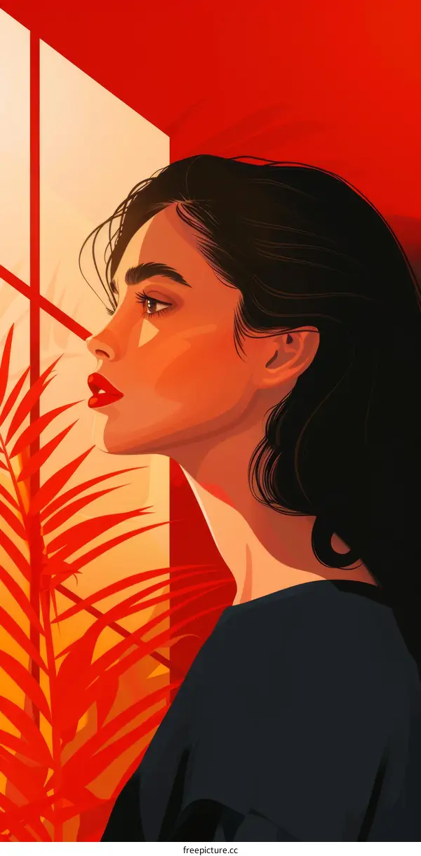 A thoughtful woman looking out the window