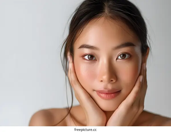 Beautiful Asian Woman with Perfect Skin