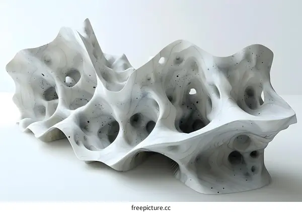 Abstract Sculpture Design with White and Grey Colors