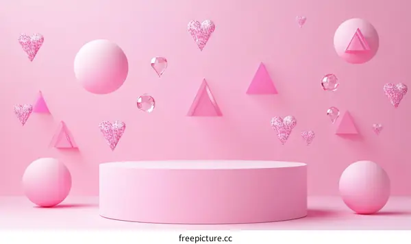 Pink Geometric Shapes Abstract Background