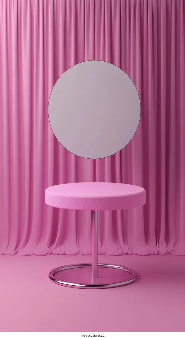 Pink Minimalist Display Stand with Curtains