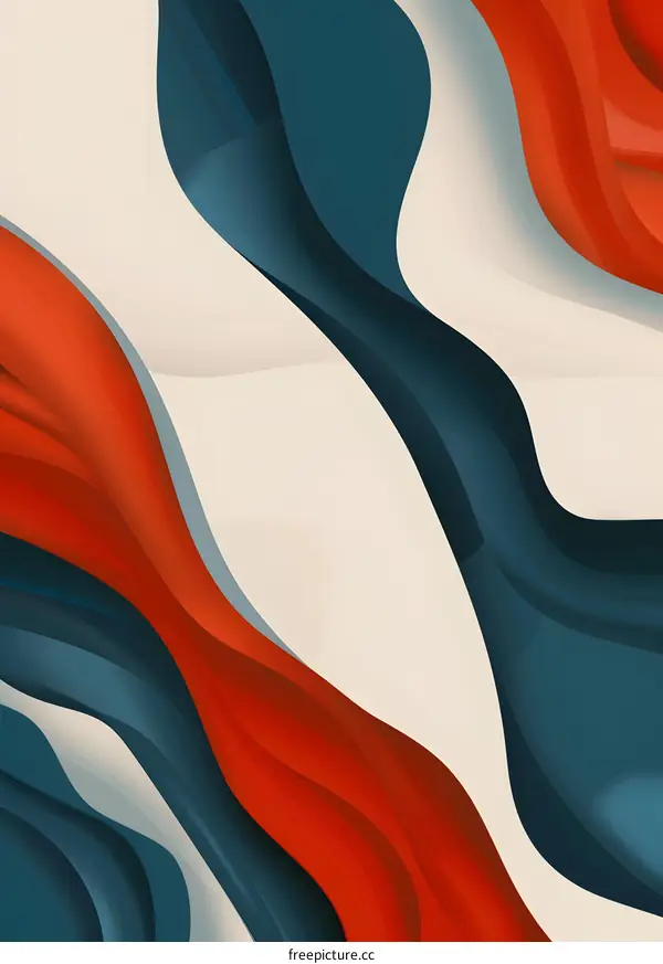 Abstract Paper Background with Curved Lines in Red and Blue