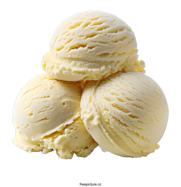 [Transparent Background PNG]Three scoops of vanilla ice cream