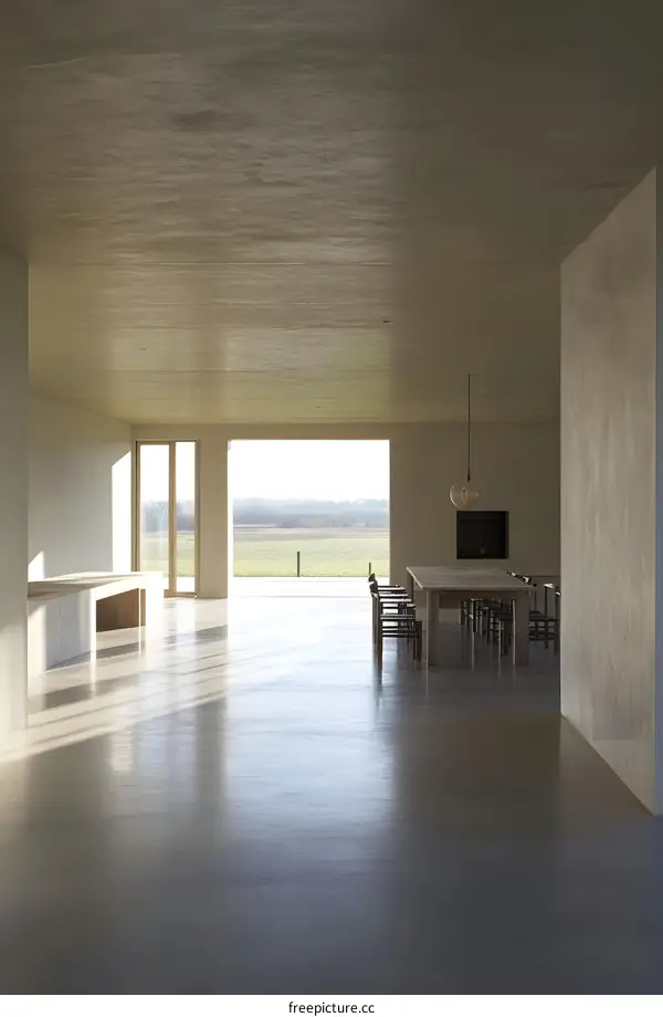 Minimalist Modern Home Interior Design With Large Windows