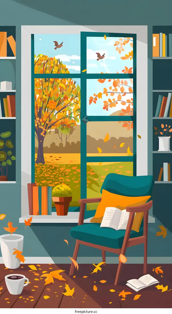Cozy Autumn Living Room with Window View