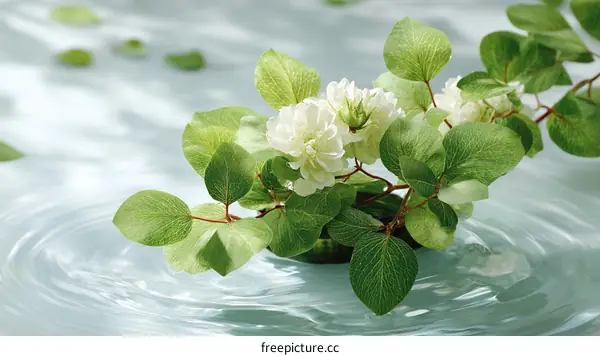 Delicate Floral Arrangement on Water