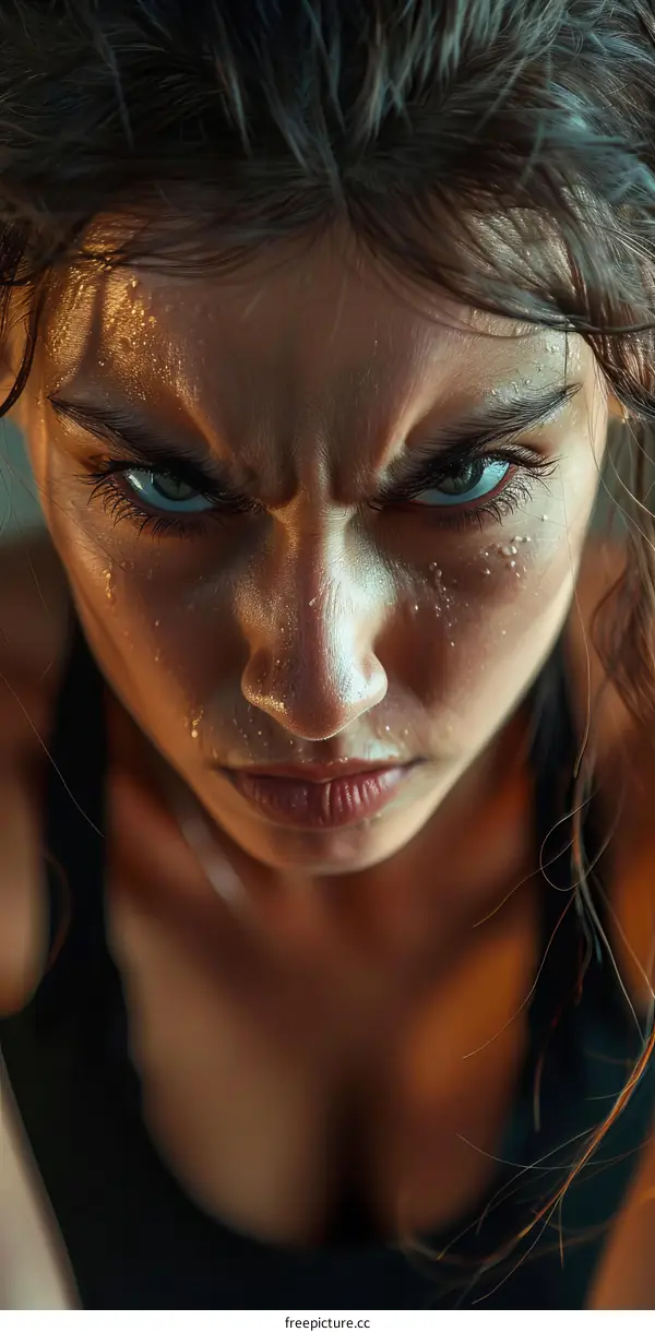 Focused Female Athlete Intense Portrait