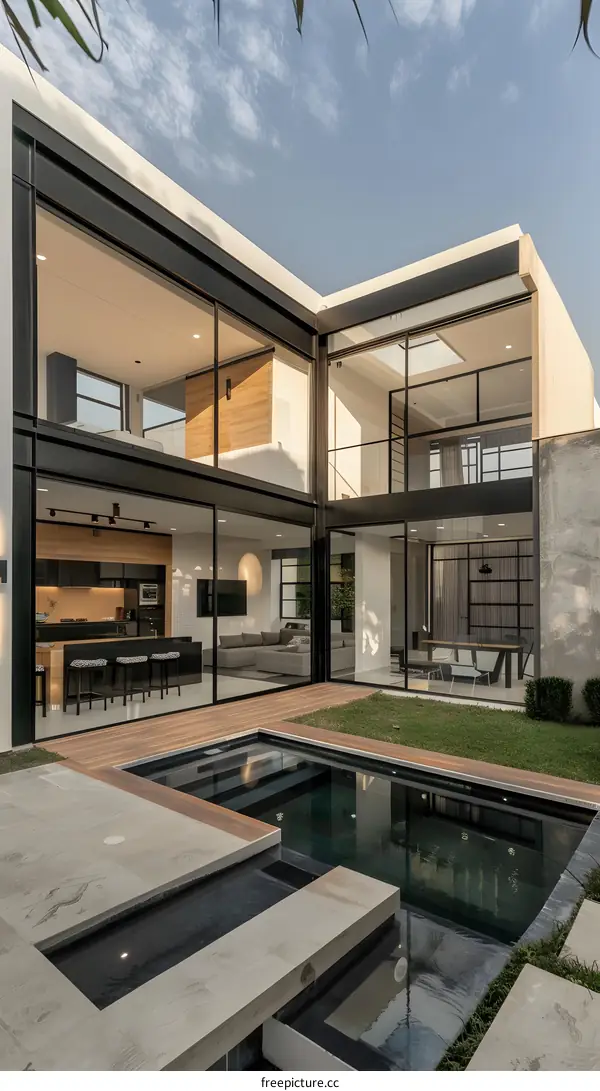 Modern Minimalist House with Swimming Pool and Patio