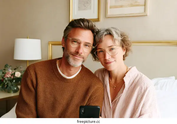 Couple in Casual Wear with Glasses