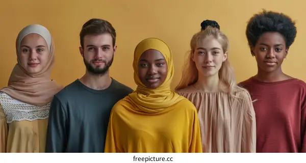Studio portrait of a diverse group of young people